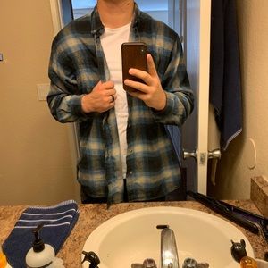 Hobbs Creek blue, gray, and white flannel.